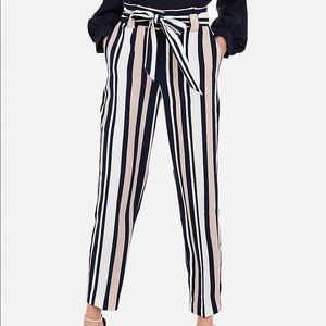Express High Waisted Striped Sash Waist Pants